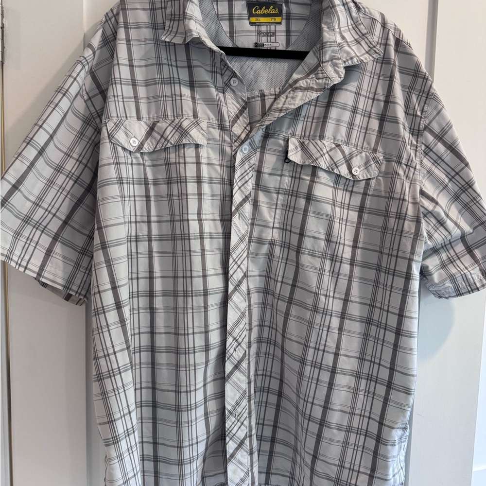 Cabela's Black and White Plaid Casual Shirt